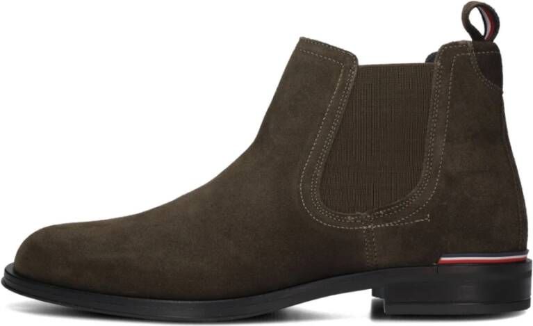 Tommy Hilfiger Groene Suède Chelsea Boots voor Heren Green Heren