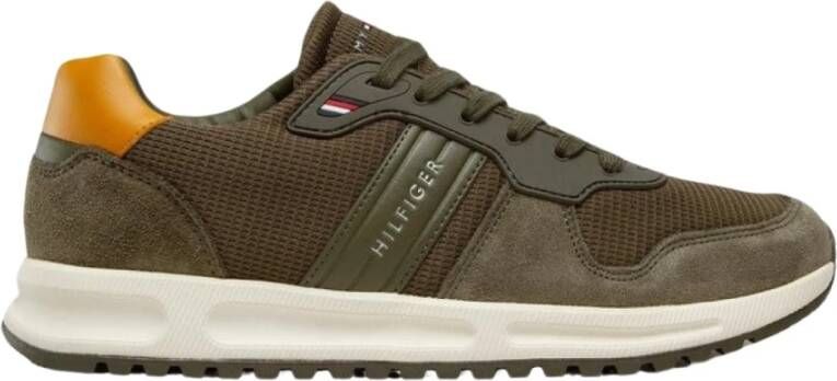 Tommy Hilfiger Groene Textiel PU Leren Sneakers Green Heren