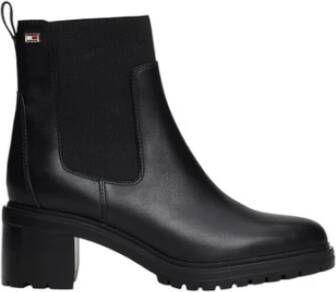 Tommy Hilfiger Chelsea-boots FLAG MID HEEL LEATHER CHELSEA hakken enkellaars instaplaarzen met zijlogo-vlag