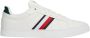 Tommy Hilfiger Sportieve leren sneaker met groene accenten White Heren - Thumbnail 1