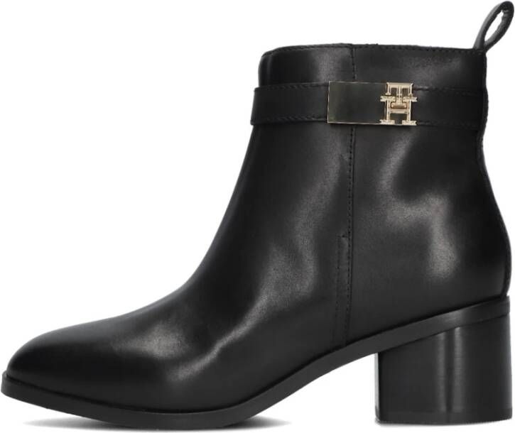 Tommy Hilfiger Logo Mid Heel Bootie Black Dames