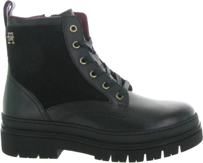 Tommy Hilfiger Nautische Leren Veterschoenen Black Dames