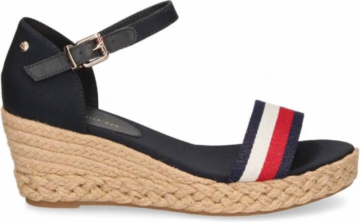 Tommy Hilfiger Sandaaltjes SHIMMERY RIBBON MID WEDGE SANDAL met gestreepte textielen bandage