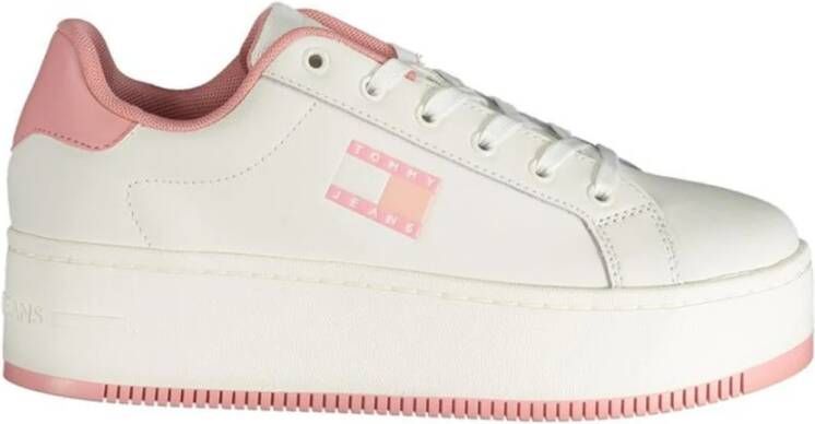 Tommy Hilfiger Roze Wedge Sneaker met Opvallende Print White Dames