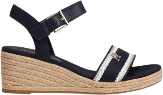 Tommy Hilfiger Blauwe Platte Webbing Sandaal Blue Dames