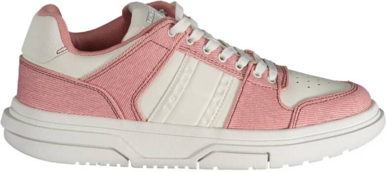 Tommy Hilfiger Sportieve Vetersneakers Roze Contrast Logo Pink Dames