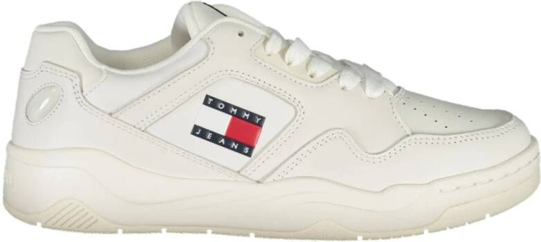 Tommy Hilfiger Witte polyester sneakers met contrastdetails White Dames