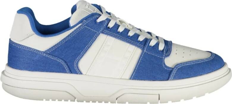 Tommy Hilfiger Witte polyester sneakers met veters contrastdetails logo Blue Heren