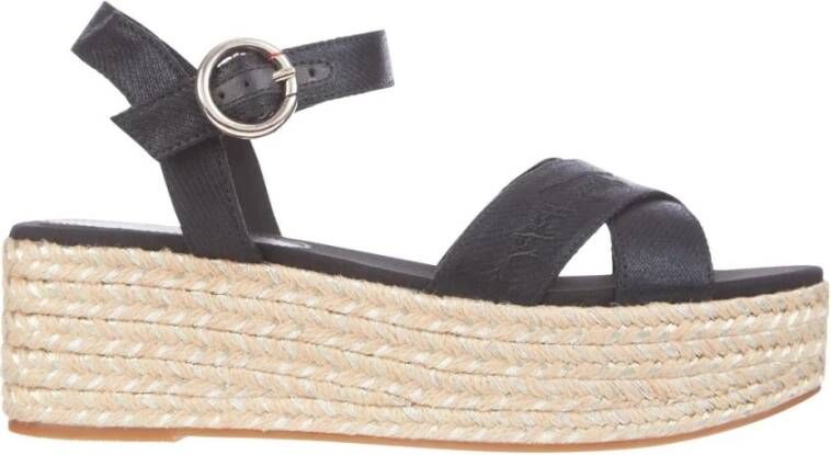 Tommy Hilfiger Wedges in zwart voor Dames TH Signature Flatform Sandal