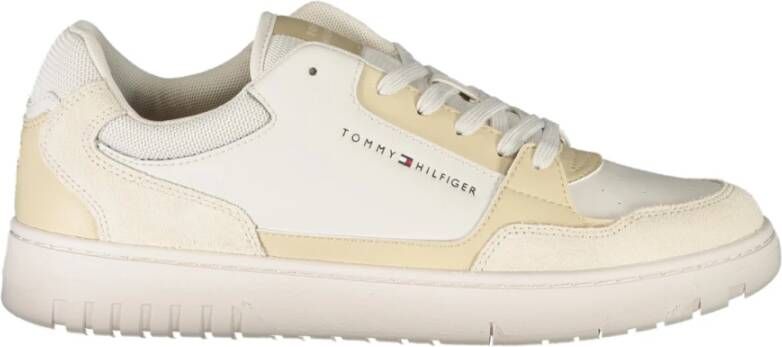 Tommy Hilfiger Sportieve Beige Vetersneakers met Contrastdetails en Logoprint Beige Heren