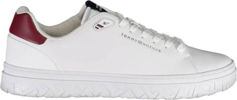 Tommy Hilfiger Sportieve witte vetersneakers met contrastdetails en logoprint White Heren