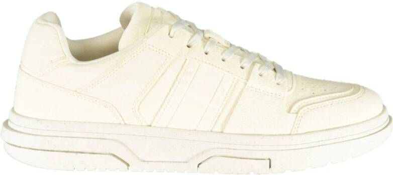 Tommy Hilfiger Sportieve witte vetersneakers met contrastdetails White Heren