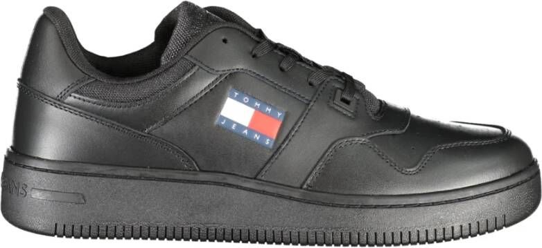 Tommy Hilfiger Sportieve Zwarte Veterschoenen met Contrastdetails en Logoprint Black Heren