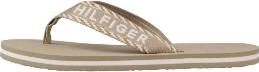 Tommy Hilfiger Stijlvolle Webbing Sandal Flip Flops Beige Dames