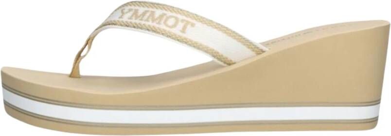 Tommy Hilfiger Strand Wig Slippers Wit Beige Goud Beige Dames