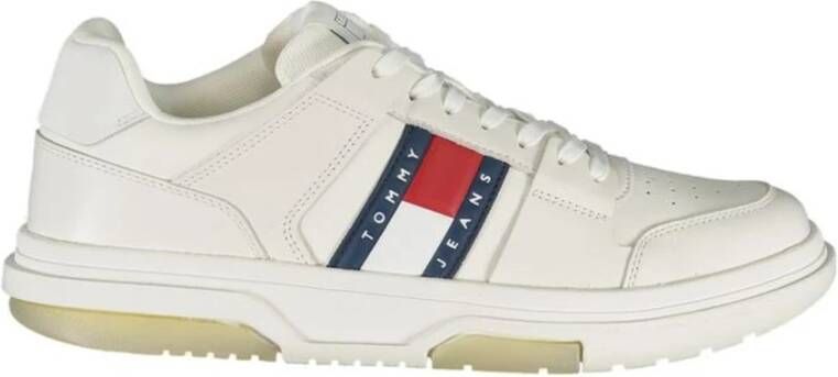 Tommy Hilfiger Witte polyester sneakers met veters contrastdetails print logo White Heren