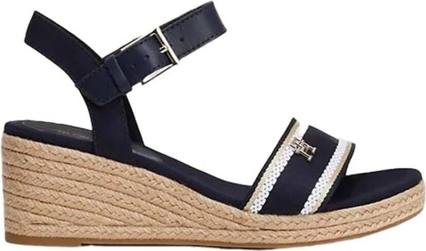 Tommy Hilfiger Webbing Wedge Platform Sandalen Blue Dames