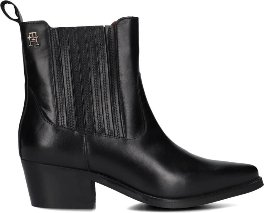 Tommy Hilfiger Western Stijl Leren Cowboy Laarzen Black Dames