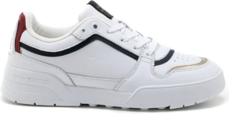 Tommy Hilfiger Witte Basket Sneakers Logo Rubberen Zool White Dames