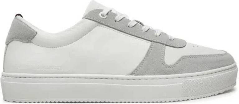 Tommy Hilfiger Witte Grijze Leren Sneakers Veters White Heren