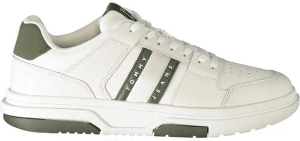 Tommy Hilfiger Witte Heren Sneakers met Groene Details White Heren