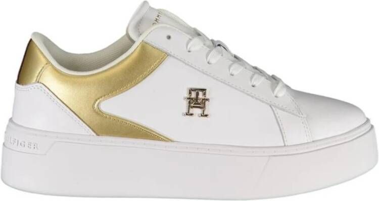 Tommy Hilfiger Witte Lace-Up Wedge Sneaker met Contrast White Dames