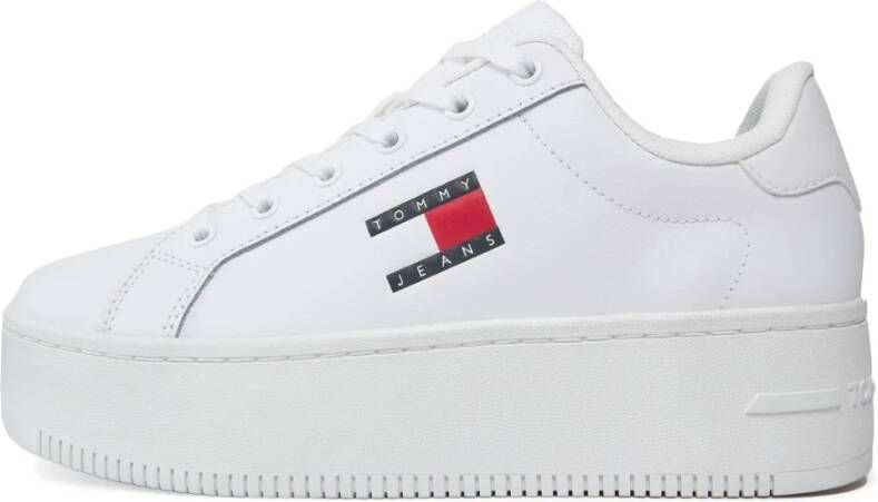 Tommy Hilfiger Witte Leren Sneakers White Dames