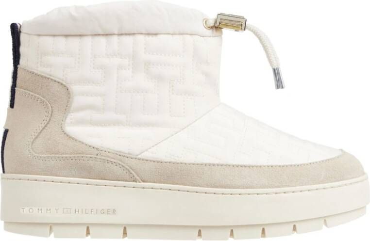 Tommy Hilfiger Witte Monogram Enkellaarzen White Dames