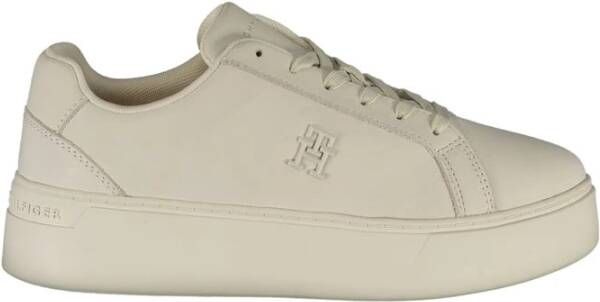 Tommy Hilfiger Witte Polyester Sleehak Sneakers Beige Dames