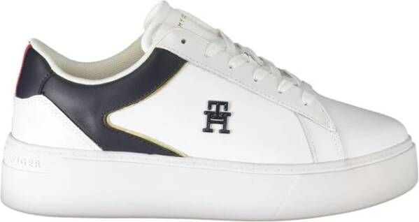 Tommy Hilfiger Witte polyester sneakers met contrastdetails White Heren