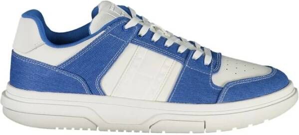 Tommy Hilfiger Witte polyester sneakers met veters contrastdetails logo Blue Heren