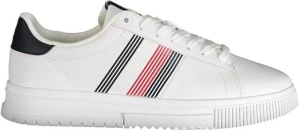 Tommy Hilfiger Witte polyester sneakers met veters contrastdetails logo White Heren