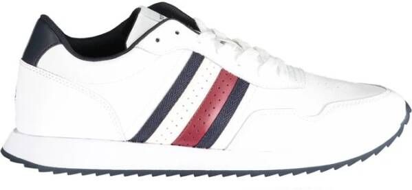 Tommy Hilfiger Witte Polyester Sneakers met Veters Contrastdetails Logo White Heren