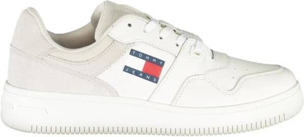 Tommy Hilfiger Witte Polyester Sneakers met Veters Contrastdetails Print Logo White Dames