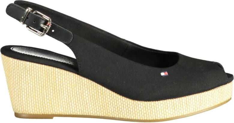 Tommy Hilfiger Zwarte damessandaal met enkelgesp Black Dames