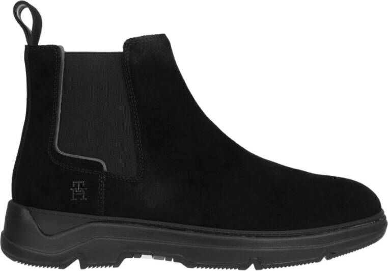 Tommy Hilfiger Chelsea-boots PREMIUM TH SUEDE HYBRID CHELSEA met stretchinzet aan beide zijden