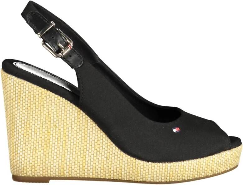 Tommy Hilfiger Zwarte katoenen sandaal Black Dames