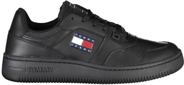 Tommy Hilfiger Zwarte Leren Damessneakers Black Dames