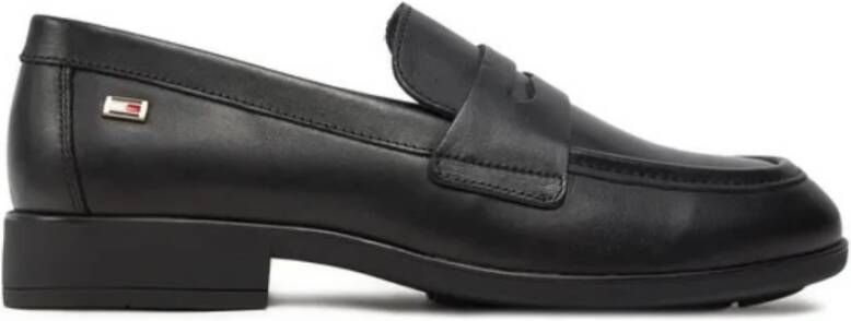 Tommy Hilfiger Zwarte Leren Instaploafers Black Dames