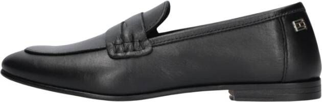 Tommy Hilfiger Zwarte Leren Loafers met Cut Out Band Black Dames