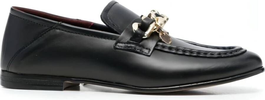 Tommy Hilfiger Zwarte Leren Loafers voor Vrouwen Black Dames