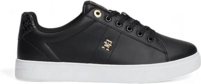 Tommy Hilfiger Zwarte leren sneakers Black Dames