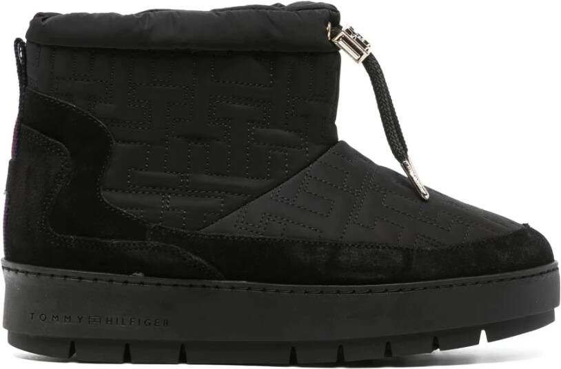 Tommy Hilfiger Zwarte Monogram Snowboot Enkellaarzen Black Dames