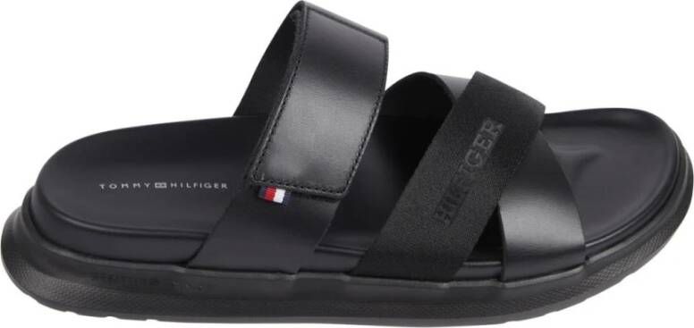 Tommy Hilfiger Zwarte platte sandalen Density Mix Black Heren