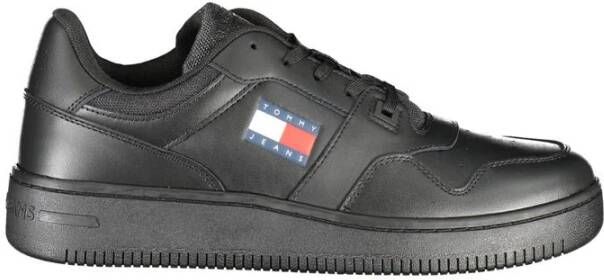 Tommy Hilfiger Zwarte Polyester Sneaker met Contrastdetails Black Heren