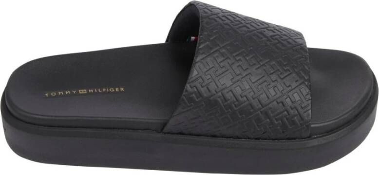 Tommy Hilfiger Zwarte Pool Slide Flip Flops Black Dames