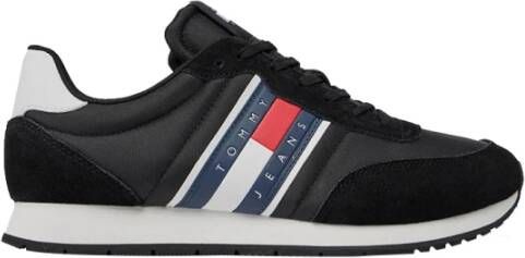 Tommy Hilfiger Zwarte Polyester Sneaker met Contrastdetails Black Heren