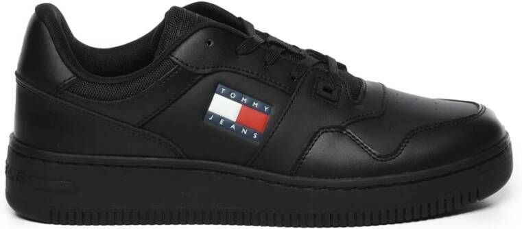 Tommy Hilfiger Zwarte Sneakers Veters Ronde Neus Black Heren