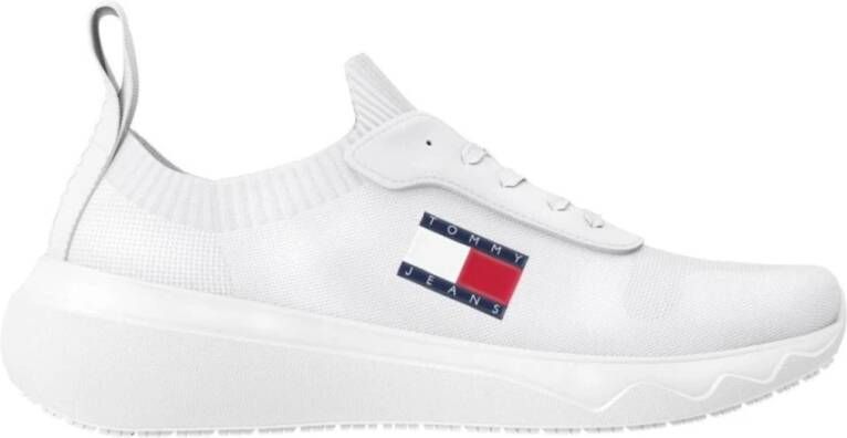 Tommy Jeans Beige Gebreide Sneakers voor Vrouwen White Dames