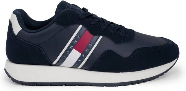 Tommy Jeans Blauwe Leren Sneakers met Veters Blue Heren